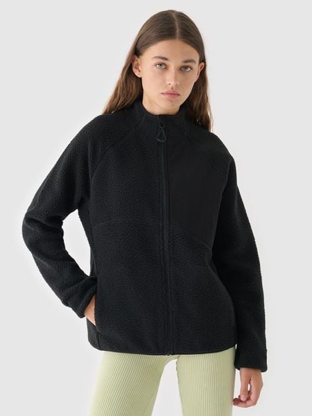 4F Polar sherpa ze stójką damski - czarny XL. Czarne bluzy z polaru 4f, na zimę, xl, bez wzorów, z bawełny, snowboardowy. Za 129.99 zł.