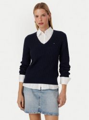 Tommy Hilfiger Sweter WW0WW44987 Granatowy Regular Fit. Niebieskie swetry Tommy Hilfiger, xl, bez wzorów, z bawełny, bez ramiączek. Za 529.99 zł.