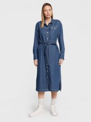 Lee Sukienka koszulowa Eyelet L50MCULA 112321266 112321266 Niebieski Regular Fit. Niebieskie sukienki Lee, l, bez wzorów, z bawełny, bez kołnierzyka, bez ramiączek, koszulowe. Za 229.99 zł.