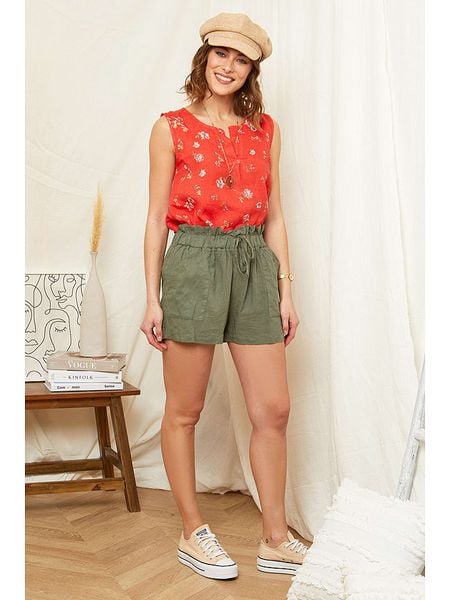 Rodier Lin Lniany top w kolorze pomarańczowym rozmiar: XL/XXL. Pomarańczowe topy Rodier Lin, xl, bez wzorów, ze lnu, bez kołnierzyka, bez ramiączek. Za 114.17 zł.