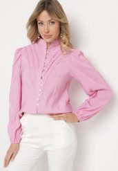 Różowa Koszula w Stylu Retro ze Stójką i Koronkowymi Lamówkami Holora. Czerwone koszule Born2be, l, bez wzorów, z koronki, retro, bez kołnierzyka, bez ramiączek. W wyprzedaży za 110.49 zł.
