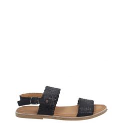 SANDAŁY DAMSKIE 0095684 BLACK. Czarne sandały Venezia, bez wzorów, ze skóry, bez obcasa, bez zapięcia. Za 119.00 zł.
