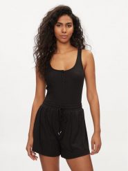 Guess Body O4GP11 KBXB2 Czarny Slim Fit. Czarne body i gorsety Guess, z aplikacjami, z syntetyku, bez ramiączek. Za 99.99 zł.