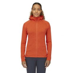 Bluza z kapturem damska Rab Nexus Hoody z kapturem. Czarne bluzy RAB, l, bez wzorów, sportowe, bez ramiączek, z kapturem. Za 359.99 zł.