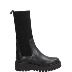 CZARNE BOTKI 4405-36 V-E NERO. Czarne botki Venezia, bez wzorów, ze skóry, bez obcasa, bez zapięcia. Za 299.00 zł.