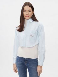 Calvin Klein Jeans Koszula J20J222614 Niebieski Cropped Fit. Niebieskie koszule Calvin Klein Jeans, l, bez wzorów, z bawełny, bez kołnierzyka, bez ramiączek. Za 379.99 zł.