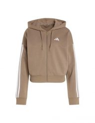 Bluza Adidas Sport W 3S Ft Fz Hd Damskie. Brązowe bluzy z kapturem adidas, s, bez wzorów, z bawełny, z kapturem, na fitness i siłownię. Za 323.99 zł.