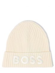BOSS czapka z dzianiny wykonana z wełny dziewiczej - Lara Kobiety wełna ze strzyży żółty, ONE SIZE. Żółte czapki zimowe Boss, bez wzorów, z dzianiny. Za 279.95 zł.