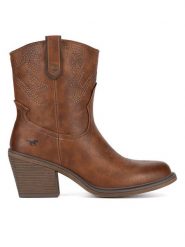 Mustang Kowbojki 1479-502-307 Brązowy. Brązowe botki Mustang, bez wzorów, bez obcasa, na słupku, bez zapięcia. Za 279.99 zł.