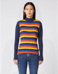 WRANGLER HIGN NECK SLIM DAMSKI SWETER W PASKI NAVY W8N7PW114 112132407. Niebieskie swetry Wrangler, s, bez wzorów, bez ramiączek. W wyprzedaży za 29.99 zł.