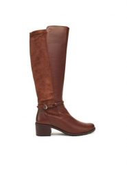 Caprice Kozaki 9-25600-43 Brązowy. Brązowe kozaki Caprice, bez wzorów, ze skóry, bez obcasa, na słupku, bez zapięcia. Za 699.99 zł.