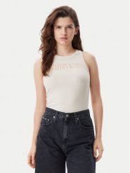Calvin Klein Jeans Top Varsity J20J225520 Beżowy Slim Fit. Brązowe topy Calvin Klein Jeans, m, bez wzorów, z bawełny, bez kołnierzyka, bez ramiączek. Za 129.99 zł.