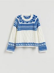 Sweter z nordyckim wzorem - wielobarwny. Swetry Reserved, l, bez wzorów, z dzianiny, bez ramiączek. Za 139.99 zł.