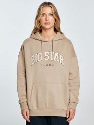BIG STAR Bluza w kolorze beżowym rozmiar: L. Brązowe bluzy BIG STAR, l, bez wzorów, retro, bez ramiączek, z kapturem. Za 129.99 zł.