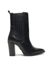 Bronx Botki New-Americana 34322-A Czarny. Czarne botki Bronx, bez wzorów, ze skóry, bez obcasa, na słupku, bez zapięcia. Za 479.99 zł.