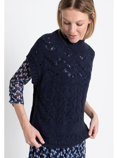 More & More Sweter w kolorze granatowym rozmiar: 46. Niebieskie swetry More & More, bez wzorów, z bawełny, bez ramiączek. Za 105.38 zł.