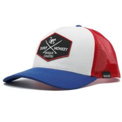 Czapka Trucker - 5 Paneli / Z Recyklingu (Niebiesko-Czerwony). Niebieskie czapki z daszkiem SURF MONKEY, z aplikacjami, z bawełny. Za 159.95 zł.