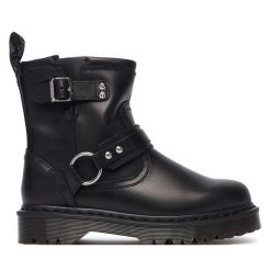 Botki Dr. Martens. Czarne botki Dr Martens, bez wzorów, bez obcasa, na płaskiej podeszwie, bez zapięcia. Za 1,039.00 zł.