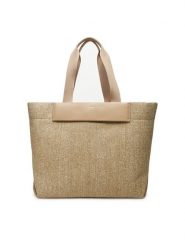 Calvin Klein Torebka Ck Raffia Large Shopper K60K613025 Beżowy. Brązowe shopper bag Calvin Klein, bez wzorów, z tworzywa sztucznego, bez dodatków. Za 379.99 zł.