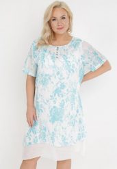 Jasnoniebieska Sukienka Actopis. Niebieskie sukienki Born2be, na co dzień, l, z aplikacjami, z bawełny, wakacyjne, bez kołnierzyka, plus size, bez ramiączek, midi, proste. Za 119.99 zł.
