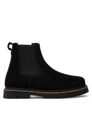 Birkenstock Sztyblety Highwood Slip On Mid W Leve 028187 Czarny. Czarne botki Birkenstock, bez wzorów, ze skóry, bez obcasa, na płaskiej podeszwie, bez zapięcia. Za 439.99 zł.