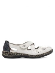 Rieker Półbuty 46375-60 Biały. Białe półbuty wsuwane Rieker, bez wzorów, ze skóry, bez obcasa, na płaskiej podeszwie. Za 329.99 zł.