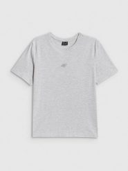 4F T-shirt regular gładki damski - szary XXL. Szare t-shirty sportowe 4f, xxl, bez wzorów, z materiału, bez ramiączek, na fitness i siłownię. Za 49.99 zł.