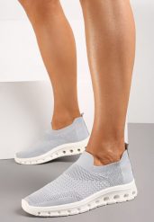 Szare Wsuwane Buty Sportowe z Elastyczną Cholewką do Kostki Asigruna. Szare buty sportowe lifestyle Renee, bez wzorów, bez zapięcia. W wyprzedaży za 35.99 zł.