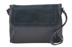 Torebka skórzana z zamszową klapką - Czarna. Czarne torby na laptopa Barberinis, bez wzorów, ze skóry, na ramię, zamszowe. Za 177.99 zł.