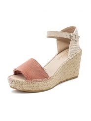 Natural world Czółenka w kolorze beżowo-czerwonym na koturnie rozmiar: 37. Brązowe czółenka Natural World, bez wzorów, z otwartym noskiem, bez obcasa, na koturnie, bez zapięcia. Za 173.99 zł.