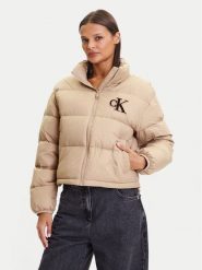 Calvin Klein Jeans Kurtka puchowa Graphic Logo LV047D503G Beżowy Regular Fit. Brązowe kurtki Calvin Klein Jeans, l, bez wzorów, z jeansu, bez kaptura. Za 829.99 zł.