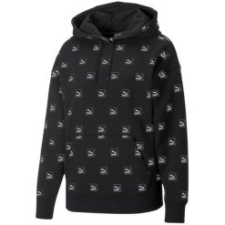 Bluza damska Puma Brand Love AOP Hoodie FL. Białe bluzy Puma, l, bez wzorów, sportowe, bez ramiączek, bez kaptura. Za 187.00 zł.