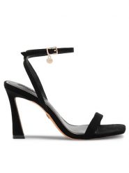 Nine West Sandały 123AL1713 Czarny. Czarne sandały Nine West, bez wzorów, z materiału, bez obcasa, na słupku, bez zapięcia. Za 229.99 zł.