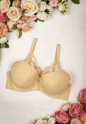 Żółty Gładki Biustonosz Full Cup z Ozdobą między Miseczkami i Paskami Neifa. Żółte biustonosze Renee, z aplikacjami. W wyprzedaży za 19.99 zł.