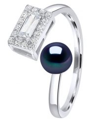 Pearl Addict Srebrny pierścionek z perłą rozmiar: onesize. Niebieskie pierścionki Pearl Addict, z cyrkonią, srebrne. Za 260.99 zł.