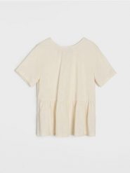 Koszula z domieszką lnu - kremowy. Białe koszule Sinsay, l, bez wzorów, bez kołnierzyka, bez ramiączek. Za 39.99 zł.