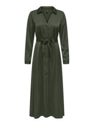 ONLY Sukienka koszulowa Mika 15361725 Zielony Regular Fit. Zielone sukienki ONLY, m, bez wzorów, z syntetyku, bez kołnierzyka, bez ramiączek, koszulowe. Za 229.99 zł.