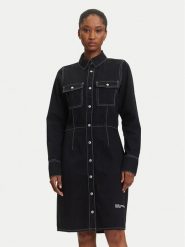 Karl Lagerfeld Jeans Sukienka jeansowa A3W13015 Granatowy Regular Fit. Niebieskie sukienki Karl Lagerfeld Jeans, m, bez wzorów, z bawełny, bez kołnierzyka, bez ramiączek. Za 719.99 zł.