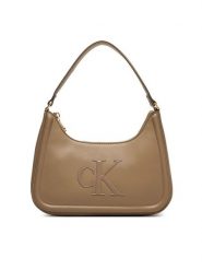 Calvin Klein Torebka Bold Ck Small Shoulder Bag LV04F3230G Beżowy. Brązowe torebki klasyczne Calvin Klein, bez wzorów, ze skóry, bez dodatków. Za 409.99 zł.