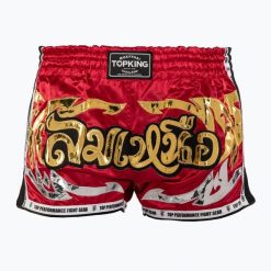 Spodenki treningowe Top King Retro Muaythai. Czerwone szorty sportowe TOP KING, bez wzorów. Za 199.99 zł.