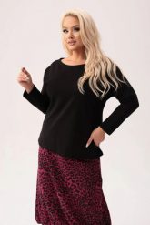 Czarna dresowa bluzka Karina - wygoda i moda na co dzień PLUS SIZE XXL. Czarne bluzki Moda Size Plus Iwanek, l, bez wzorów, z bawełny, eleganckie, bez kołnierzyka, plus size, bez ramiączek. Za 169.90 zł.