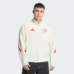 Bluza reprezentacyjna Ajax Amsterdam Z.N.E. Białe bluzy bez kaptura adidas, l, bez wzorów, z elastanu, bez kaptura, do piłki nożnej. Za 335.30 zł.