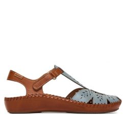 Sandały Pikolinos. Niebieskie sandały Pikolinos, bez wzorów, bez obcasa, na płaskiej podeszwie, bez zapięcia. Za 559.99 zł.