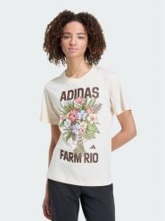 Adidas T-Shirt Fram Rio Graphic KR0280 Kremowy Regular Fit. Białe t-shirty adidas, xs, bez wzorów, z bawełny, bez kołnierzyka, bez ramiączek. Za 148.99 zł.