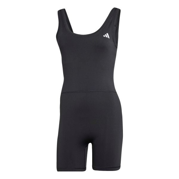 Krótki kombinezon damski adidas Optime Essentials. Czarne kombinezony adidas, xs, bez wzorów, z materiału, sportowe, bez kołnierzyka, bez ramiączek, krótkie. Za 281.90 zł.