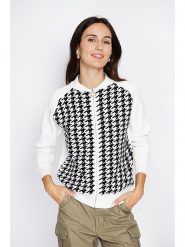 ASSUILI Kardigan w kolorze biało-czarnym rozmiar: 42. Białe swetry Assuili, bez wzorów, z kaszmiru, klasyczne, bez ramiączek. Za 166.49 zł.