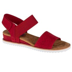 Sandały damskie, Desert Kiss. Czerwone sandały Skechers, bez wzorów, bez obcasa, bez zapięcia. Za 229.99 zł.