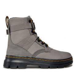 Trapery Dr. Martens. Szare traperki Dr Martens, bez wzorów, bez obcasa, bez zapięcia. Za 799.99 zł.