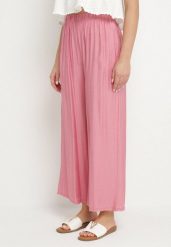 Różowe Szerokie Spodnie Typu Palazzo z Wysokim Stanem Varlevi. Czerwone jeansy Born2be, bez wzorów, z jeansu, eleganckie, z podwyższonym stanem. Za 69.99 zł.