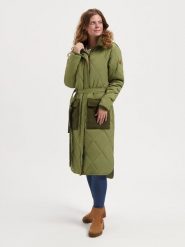 TRAVELIN' Płaszcz przejściowy w kolorze khaki rozmiar: S. Brązowe płaszcze Travelin', s, bez wzorów, z tkaniny, bez kaptura. Za 434.99 zł.